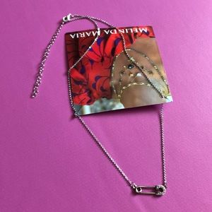 NWT Melinda Mari silver safety pin necklace